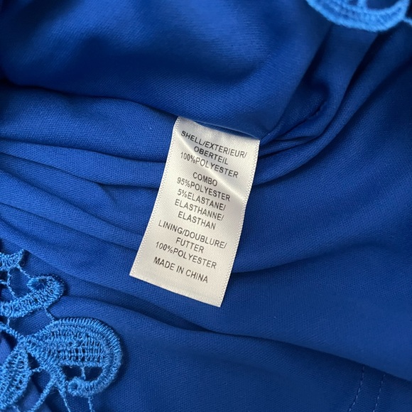 Adrianna Papell Lace Cap Sleeve Dress Blue Size 8 - Elegant Party Dress - Picture 6 of 8